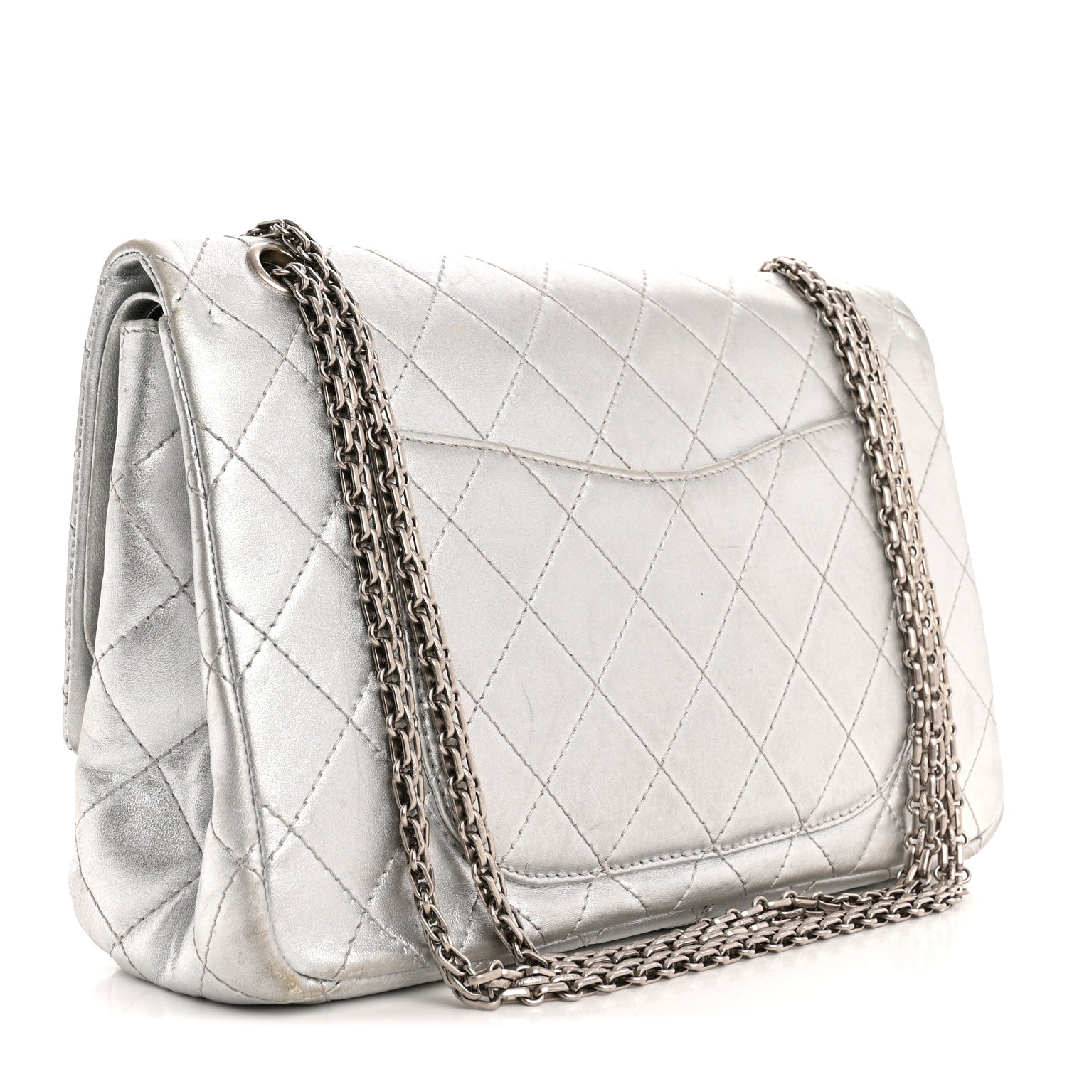 Metallic Lambskin Quilted 2.55 Reissue 227 Flap Silver