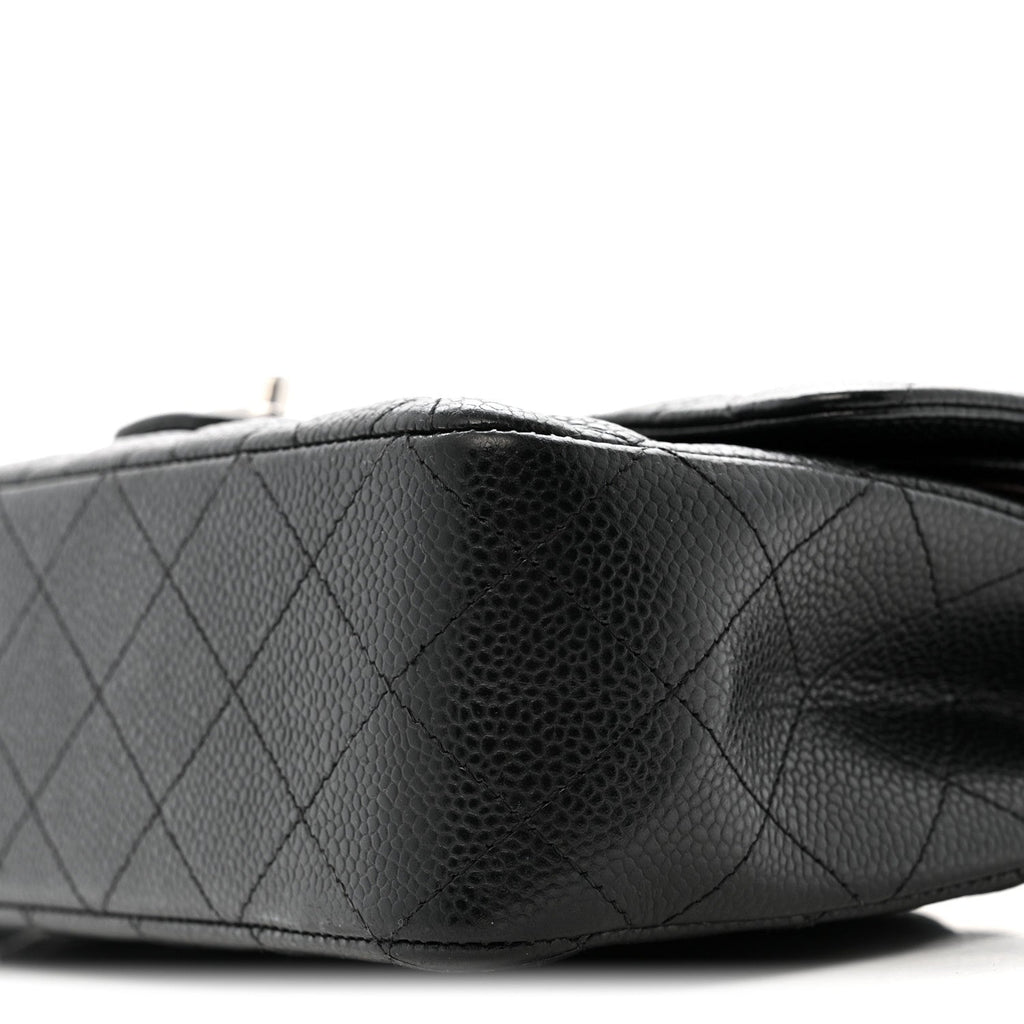 Caviar Quilted Medium Double Flap Black
