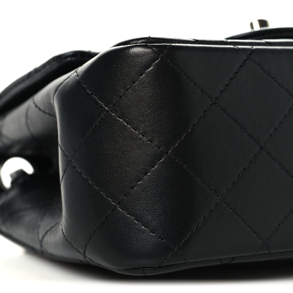 Lambskin Quilted Mini Square Flap Black