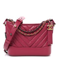 Aged Calfskin Chevron Quilted Small Gabrielle Hobo Dark Pink