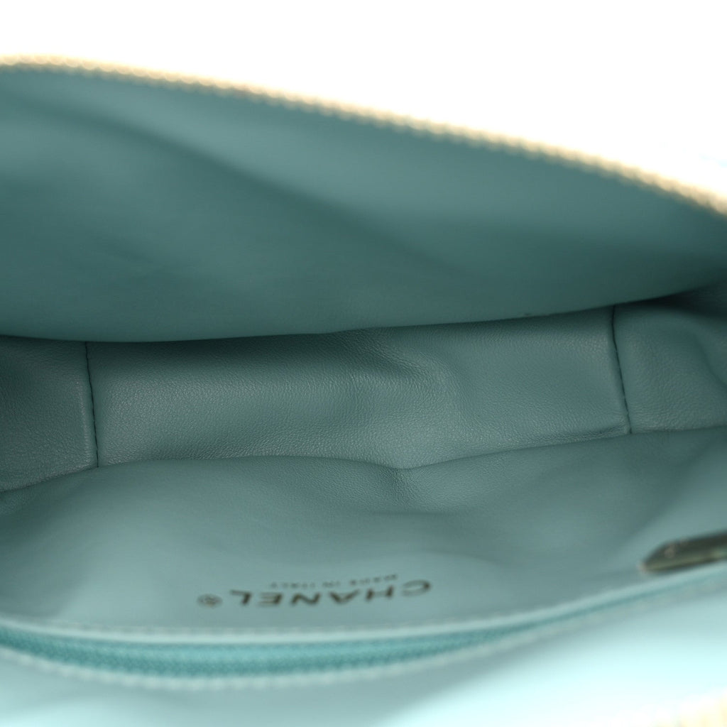 Caviar Quilted Filigree Waist Bag Light Blue