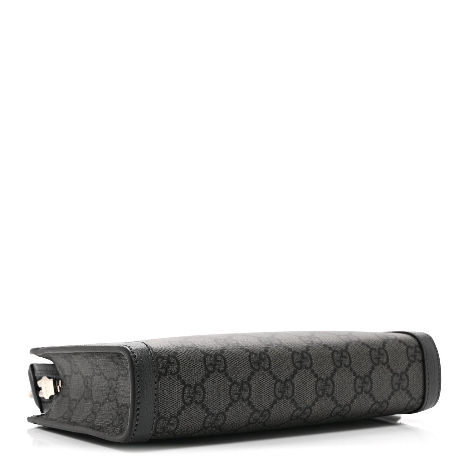 GG Supreme Monogram Textured Dollar Calfskin Web Small Ophidia Shoulder Bag  Grey Black Graphite Grey