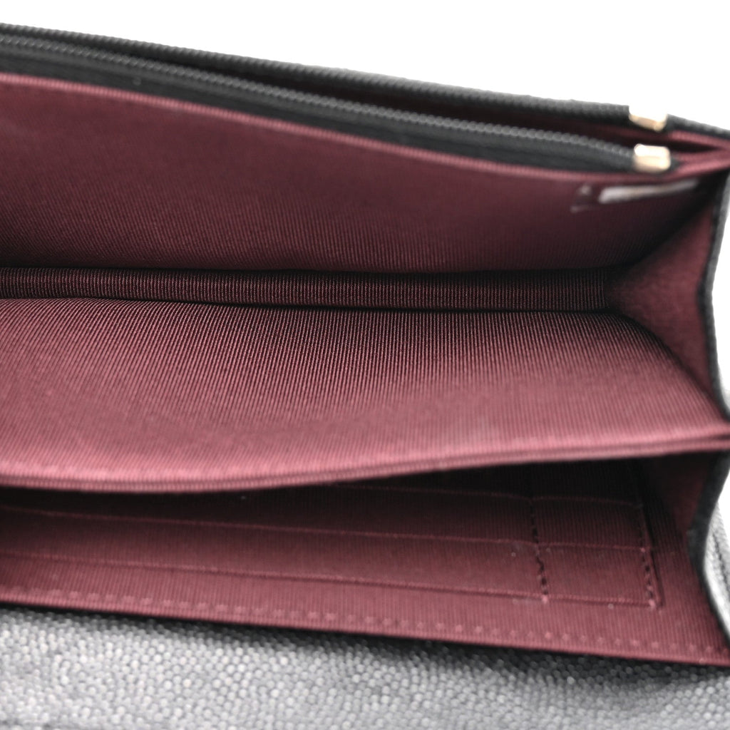 Caviar Quilted Mini Wallet On Chain WOC Black
