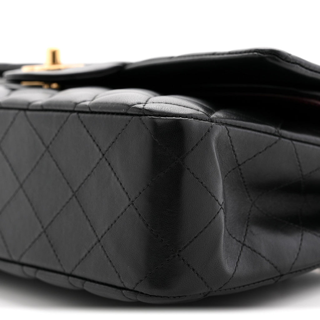 Lambskin Quilted Medium Double Flap Black