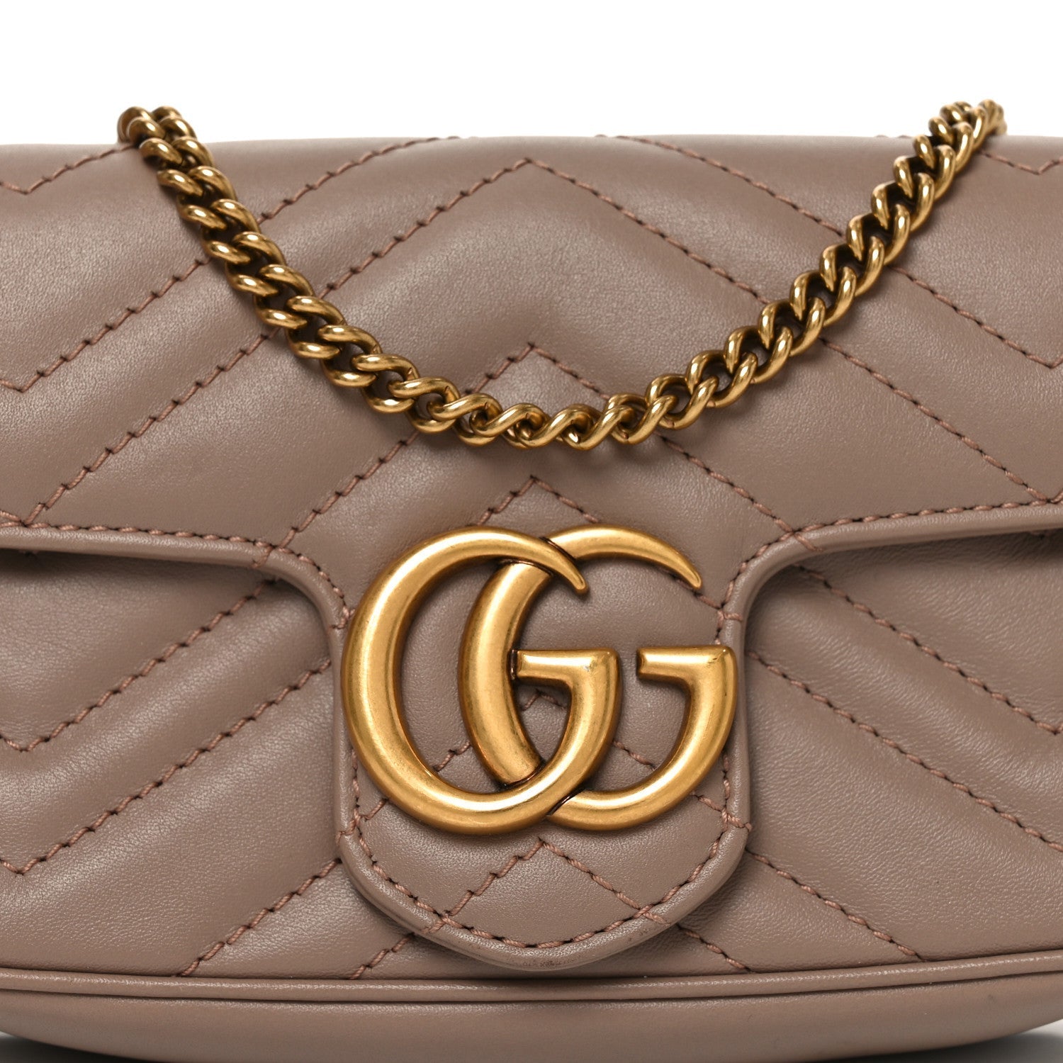 Calfskin Matelasse Super Mini GG Marmont Shoulder Bag Porcelain Rose