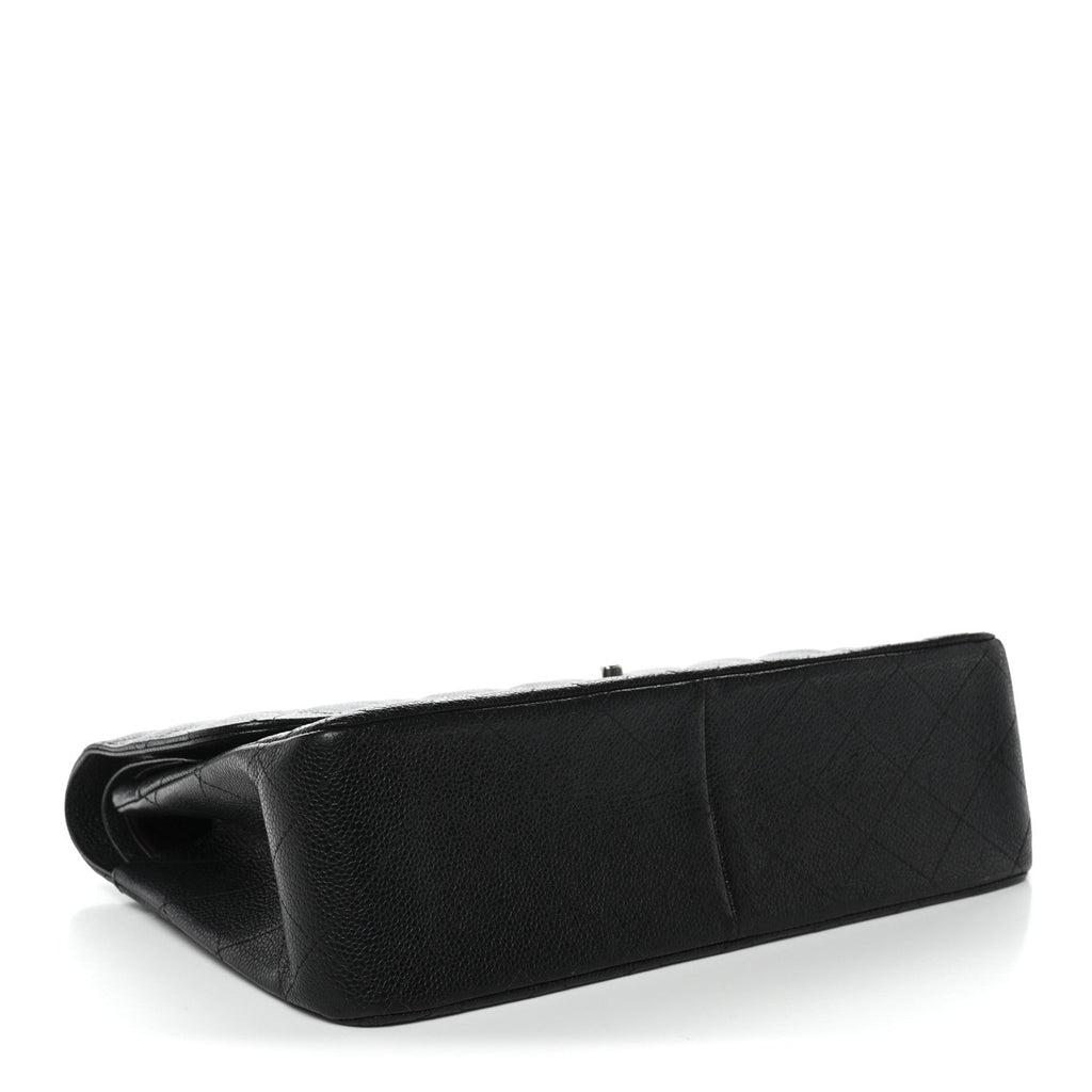 Caviar Quilted Jumbo Double Flap Black