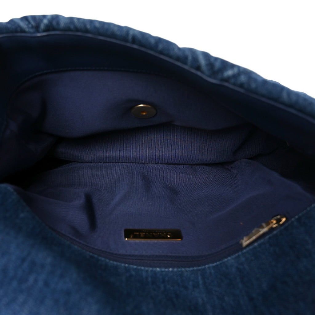 Denim Quilted Large Chanel 19 Flap Blue