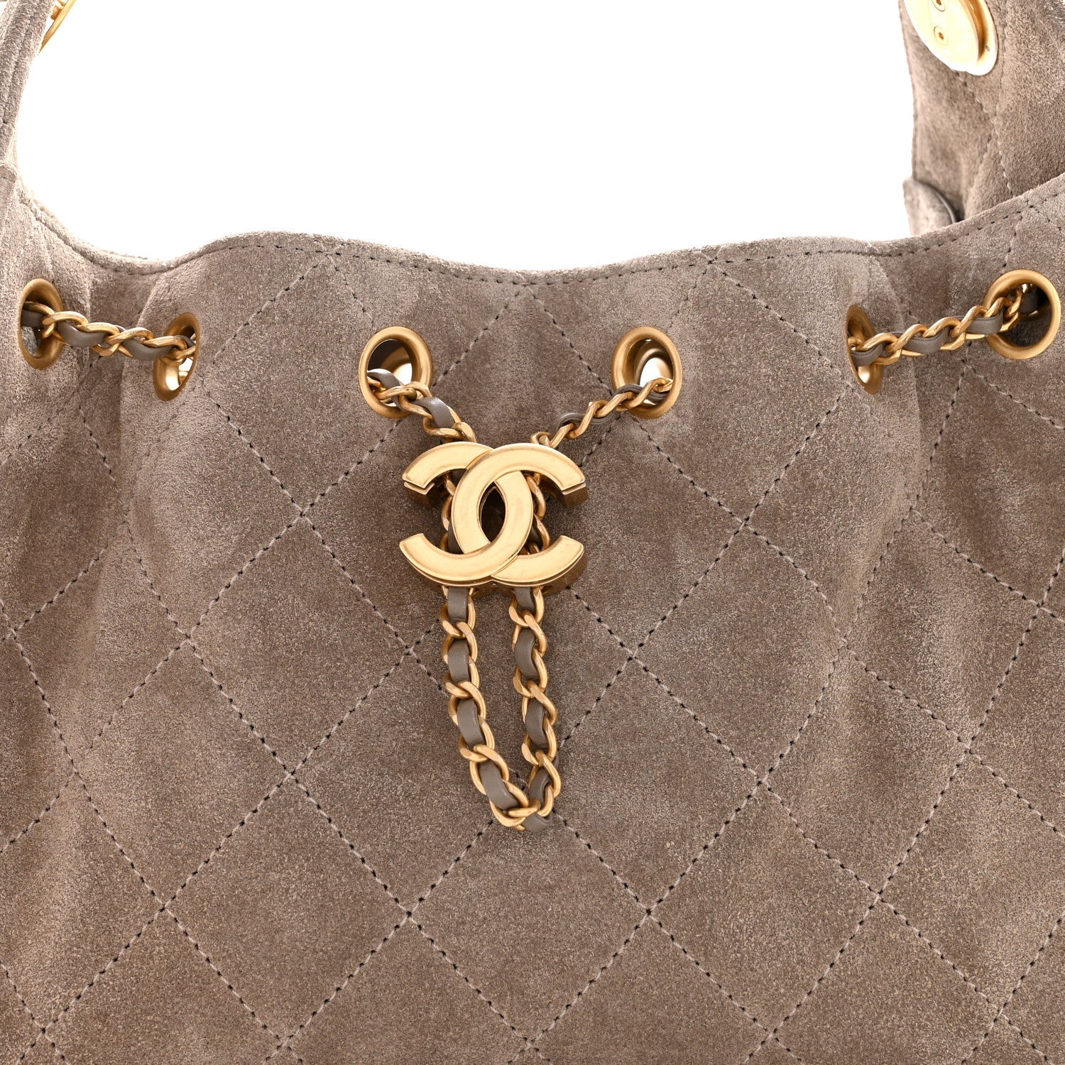 Suede Quilted Mini Chanel 25 Handbag Dark Grey
