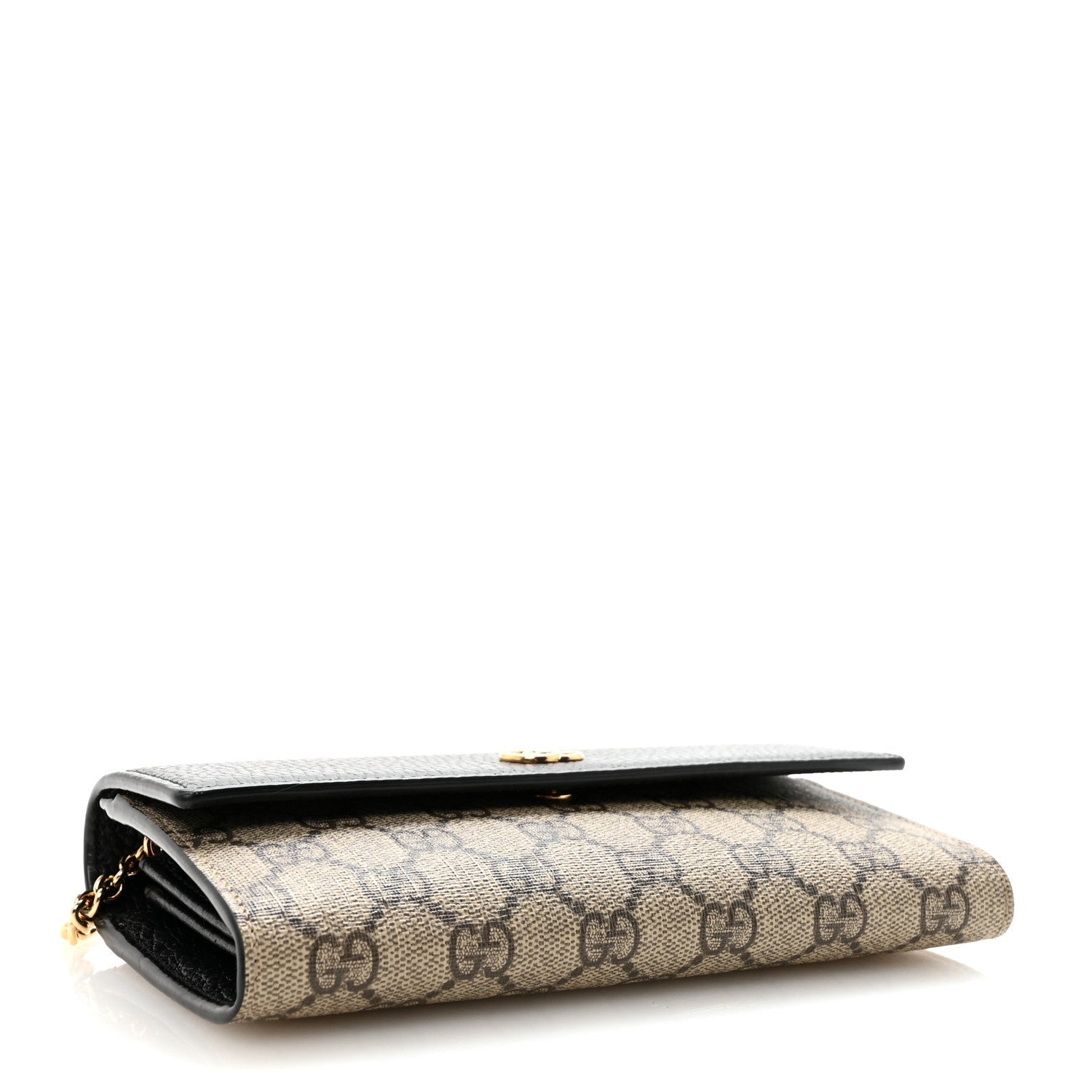 Dollar Calfskin GG Supreme Monogram Petite GG Marmont Wallet Chain Bag Black Beige Ebony