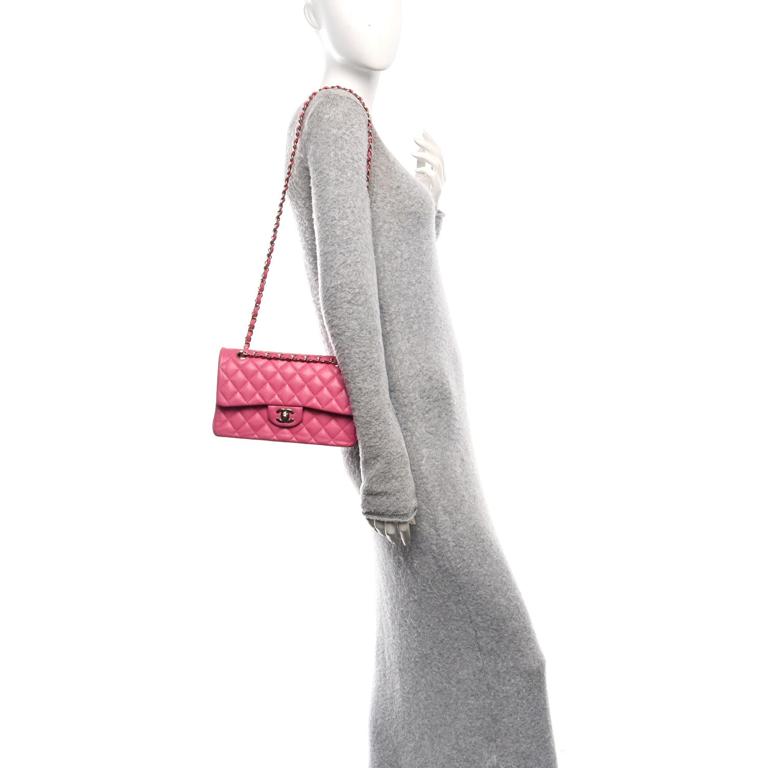 Caviar Quilted Small Double Flap Pink
