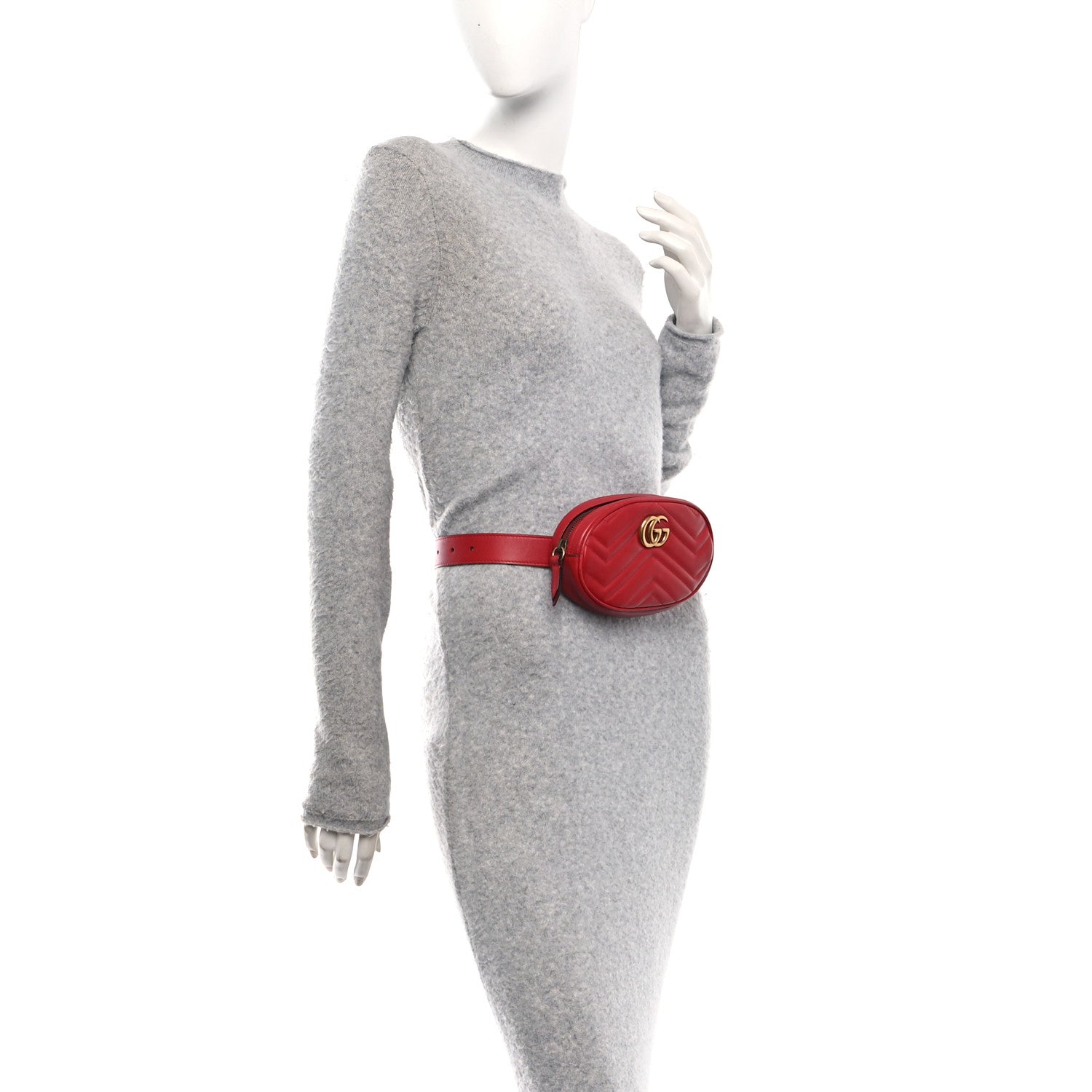 Calfskin Matelasse GG Marmont Belt Bag 75 30 Hibiscus Red