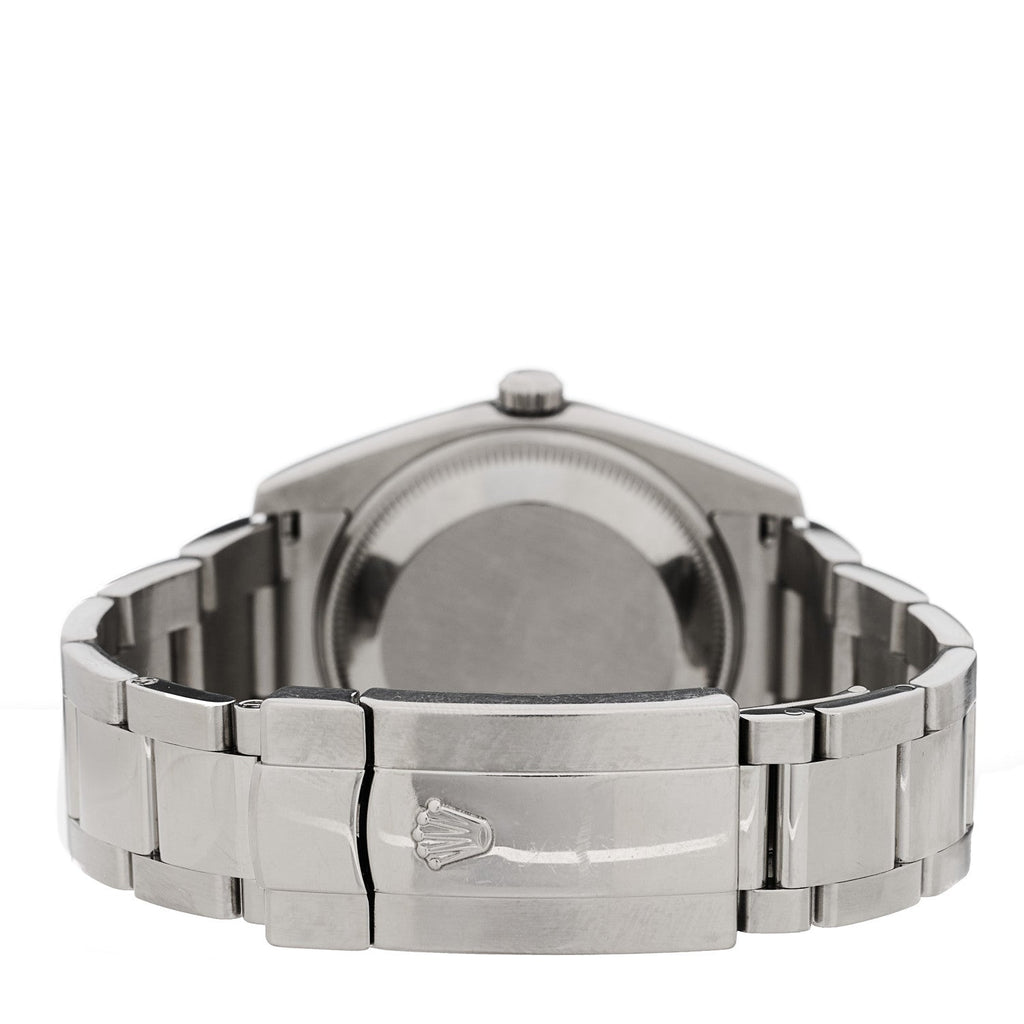 Stainless Steel 18K White Gold Diamond 34mm Oyster Perpetual Date Watch White Roman 115234