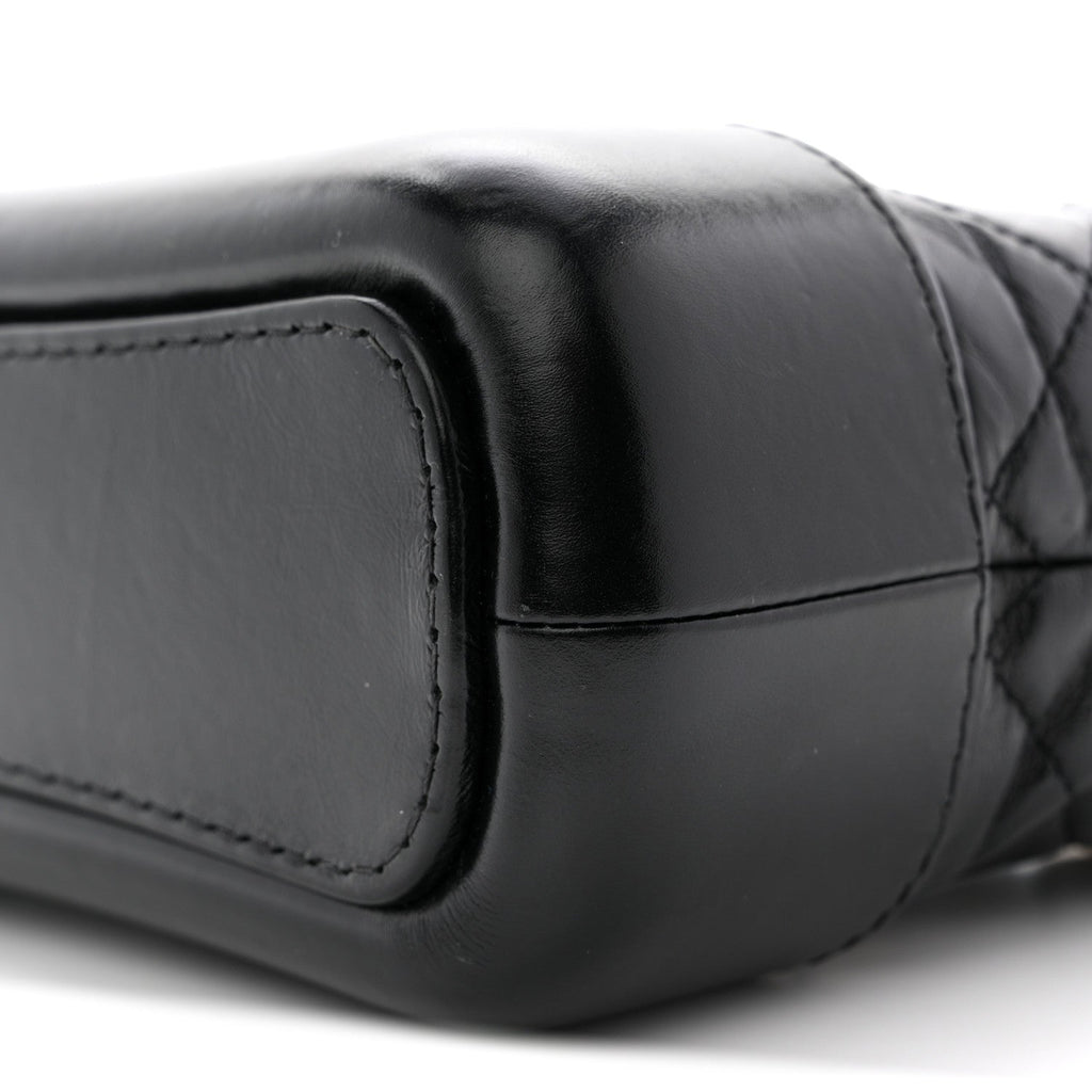 Aged Calfskin Quilted Small Gabrielle Hobo Black