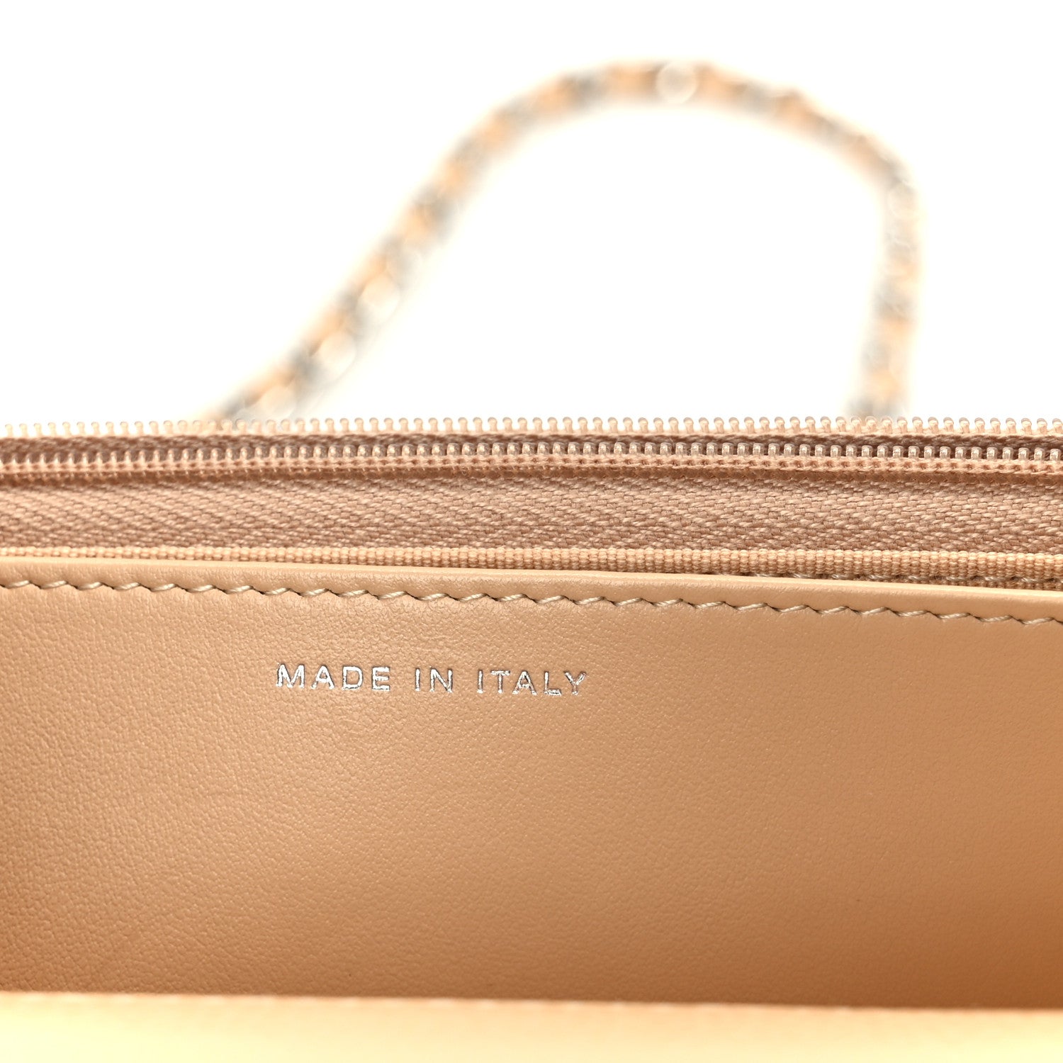 Caviar Quilted Wallet on Chain WOC Beige