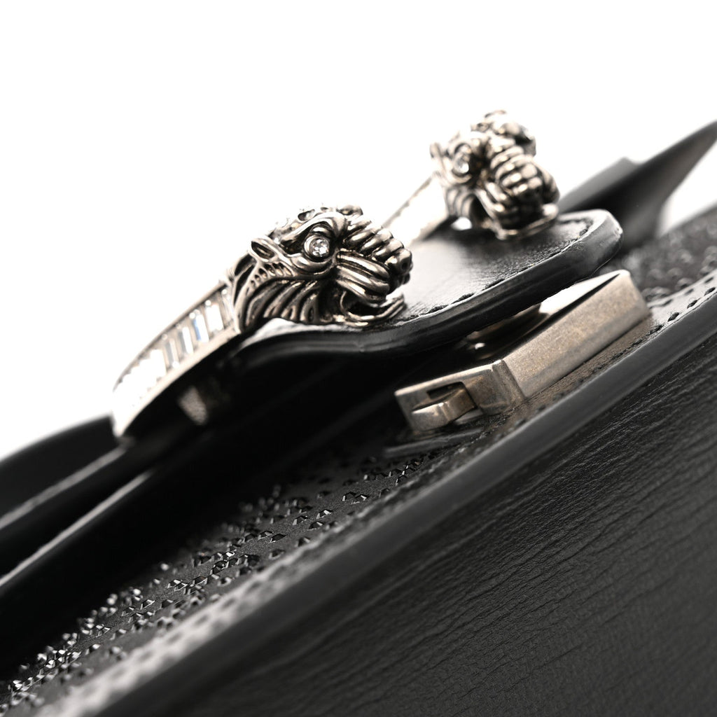 Satin Crystal GG Monogram Mini Dionysus Top Handle Bag Black
