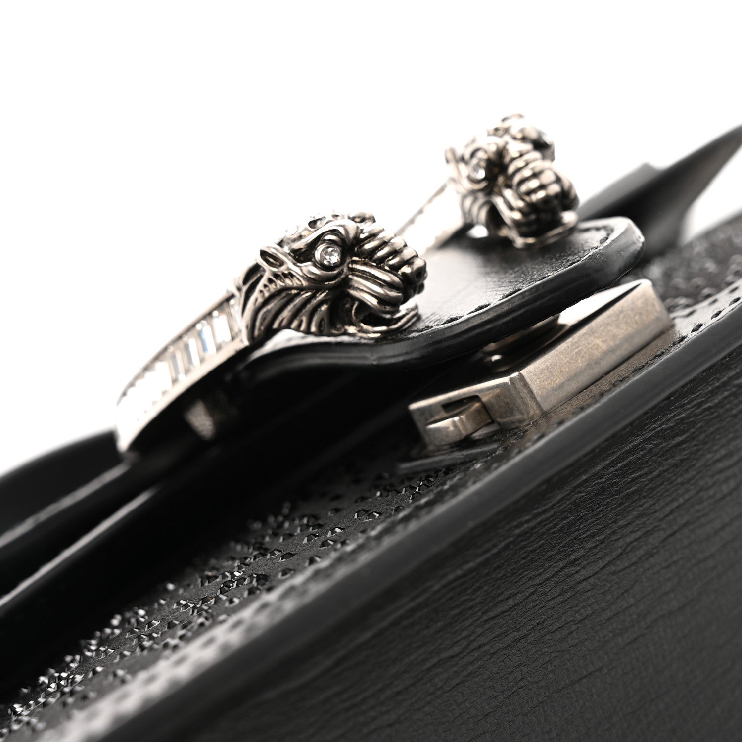 Satin Crystal GG Monogram Mini Dionysus Top Handle Bag Black