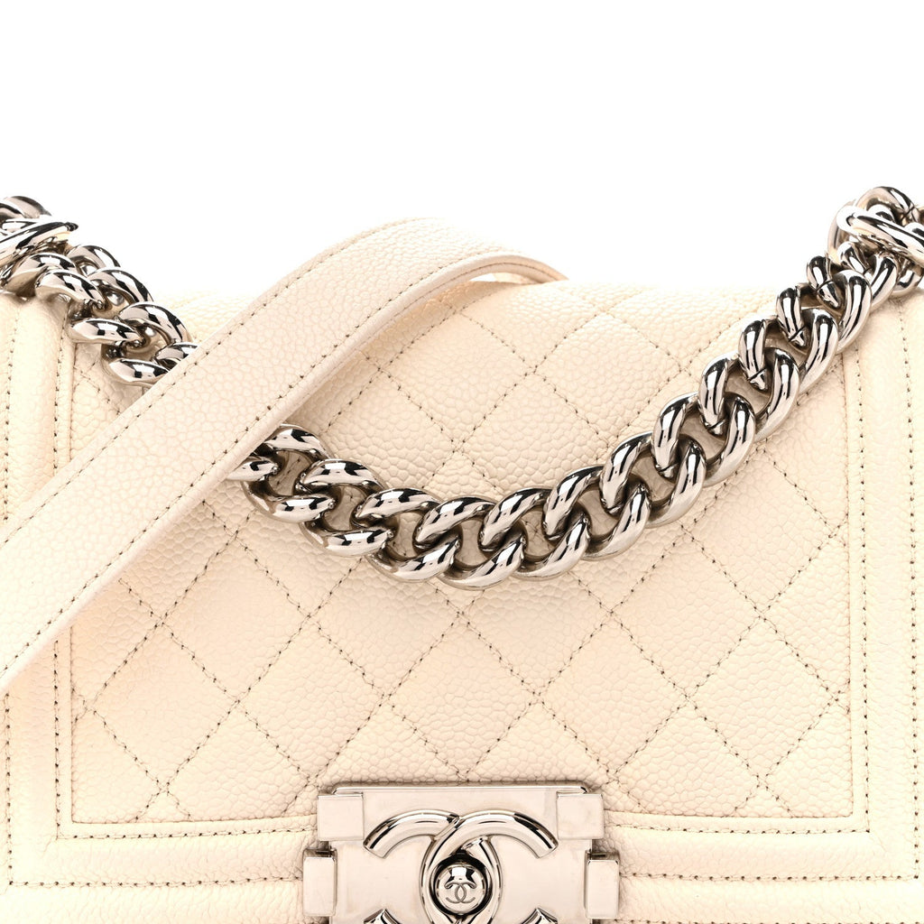 Caviar Quilted Small Boy Flap White