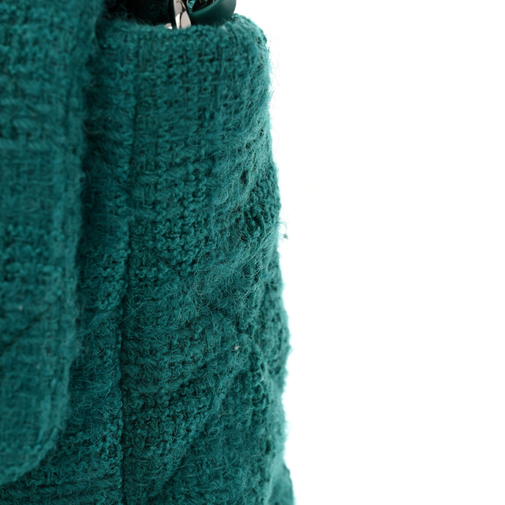 Tweed Quilted Large Chanel 19 Flap Green