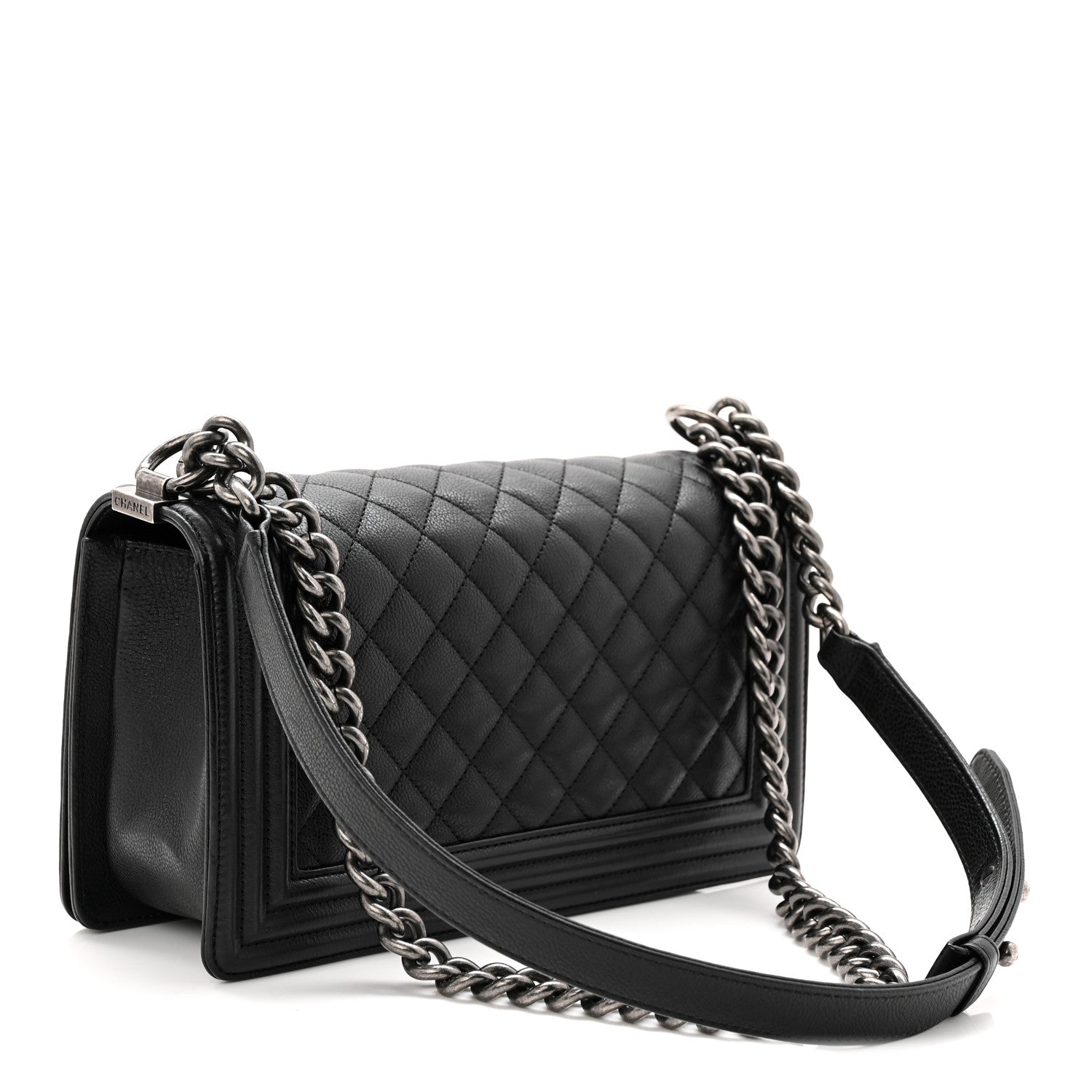 Grained Calfskin Quilted Medium Boy Flap Black