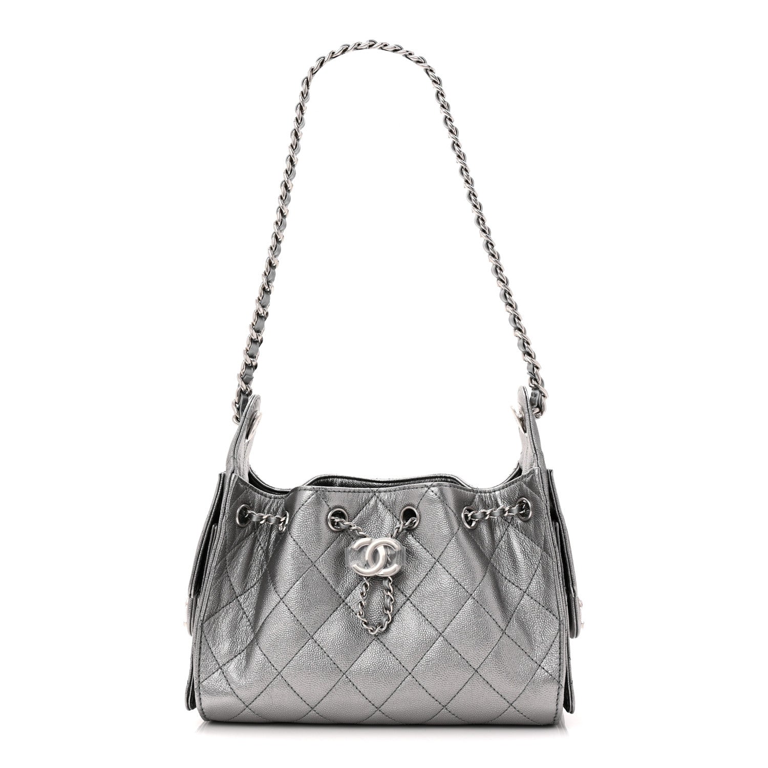 Metallic Caviar Quilted Mini Chanel 25 Handbag Anthracite