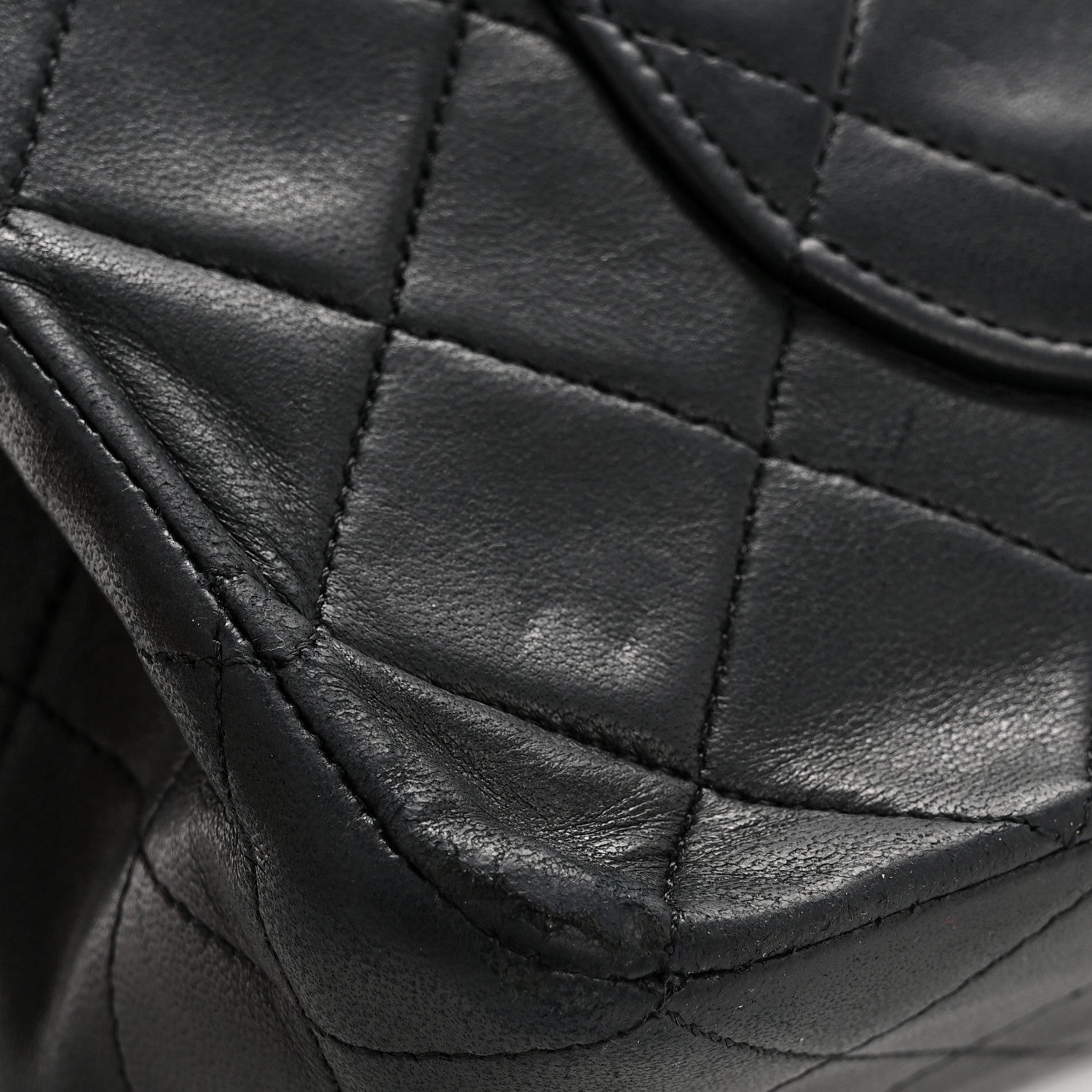 Lambskin Quilted Medium Double Flap Black