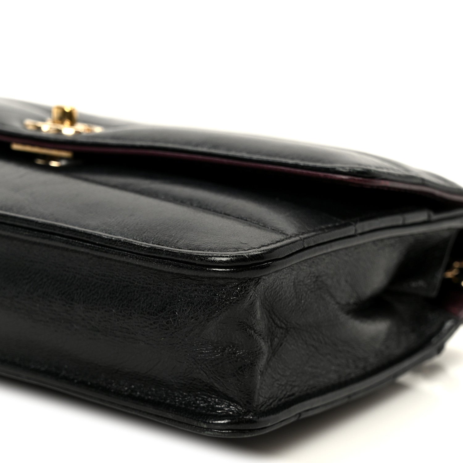 Lambskin Chevron Quilted Wallet On Chain WOC Black