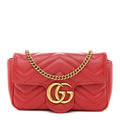 Calfskin Matelasse Super Mini GG Marmont Shoulder Bag Hibiscus Red
