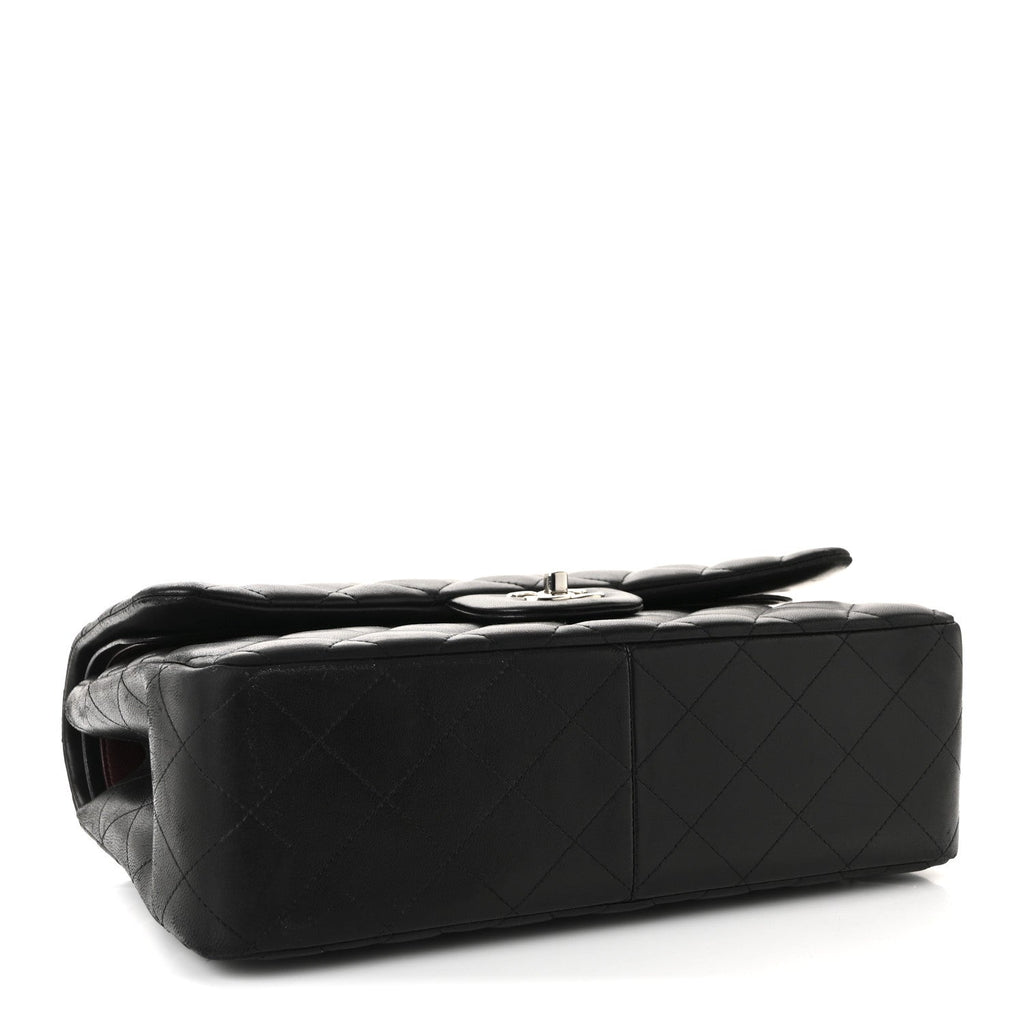 Lambskin Quilted Jumbo Double Flap Black