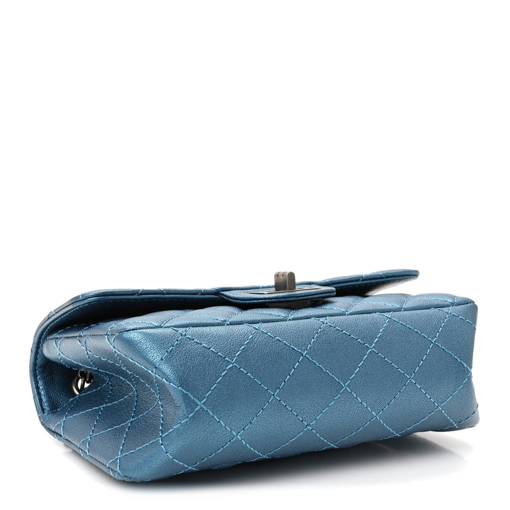 Metallic Sheepskin Quilted 2.55 Reissue Mini Flap Blue