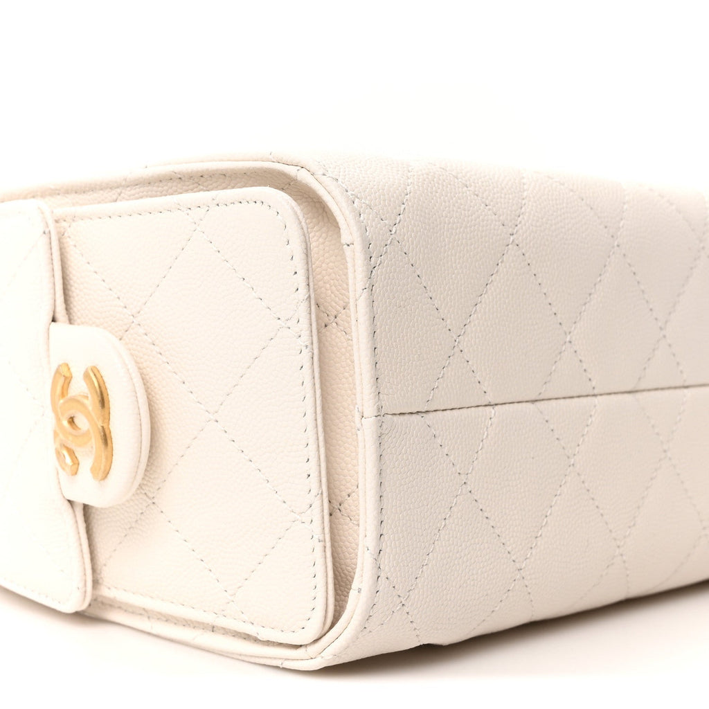 Caviar Quilted Mini Chanel 25 Handbag White