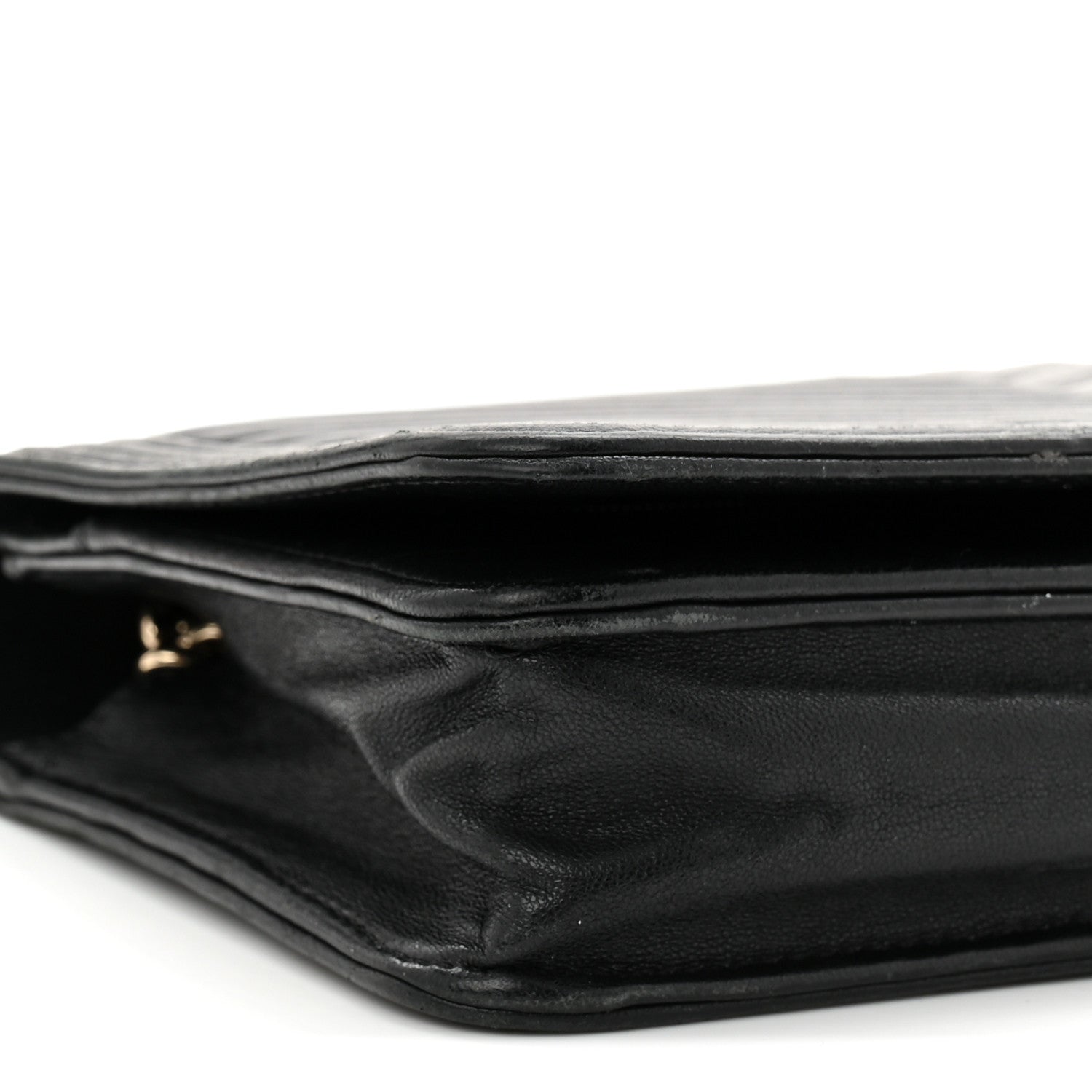 Lambskin Chevron Boy Wallet On Chain WOC Black