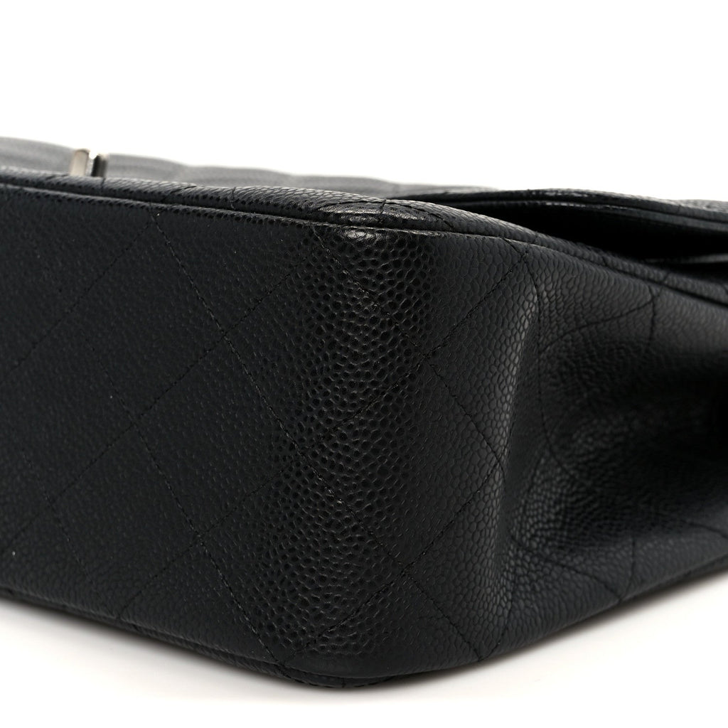 Caviar Quilted Jumbo Double Flap Black