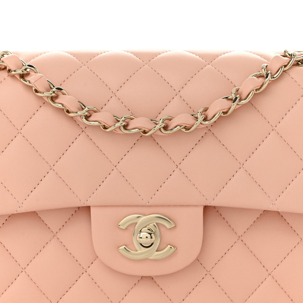 Lambskin Quilted Small Double Flap Light Orange