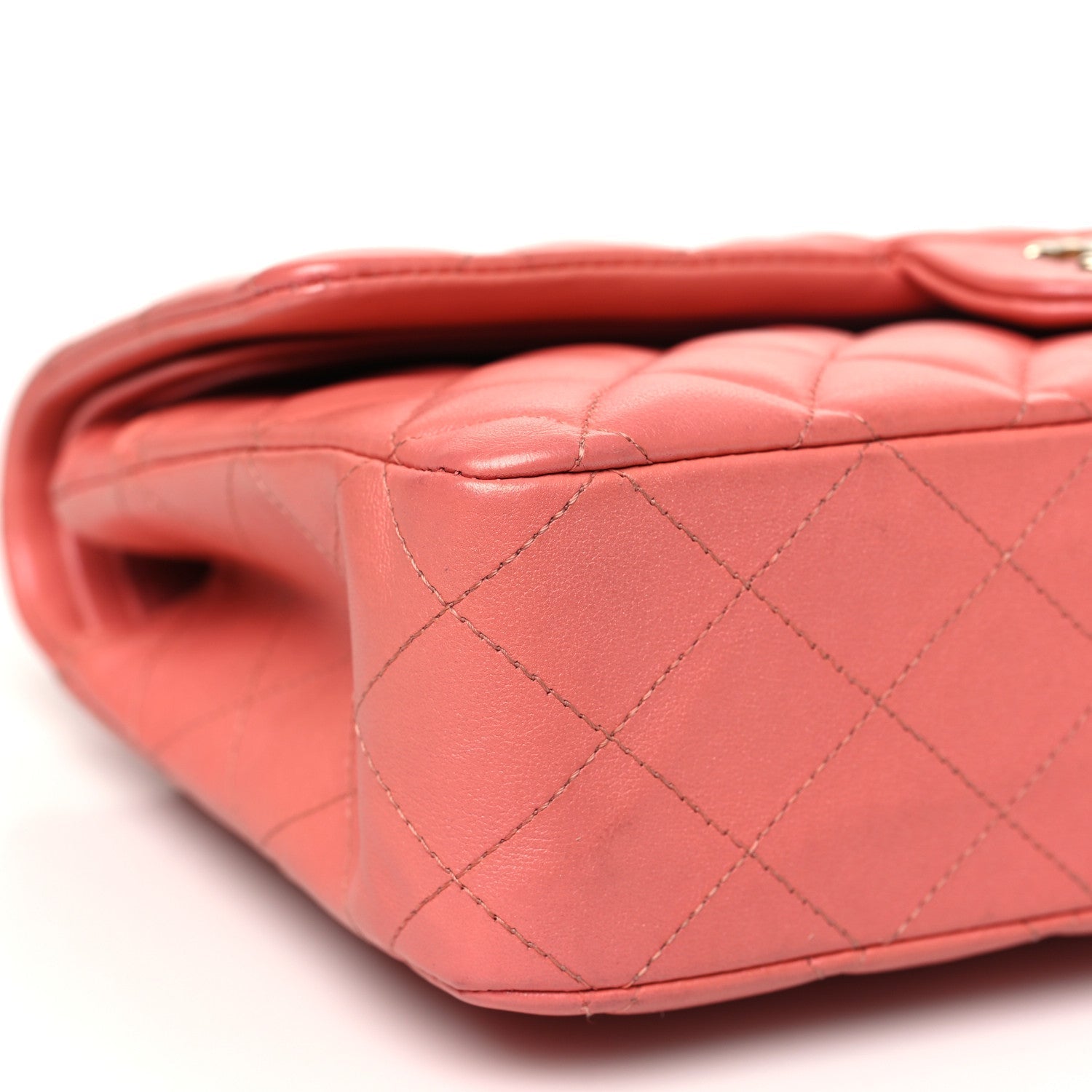Iridescent Lambskin Quilted Medium Double Flap Pink