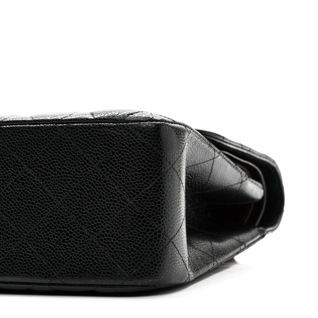 Caviar Quilted Jumbo Double Flap Black