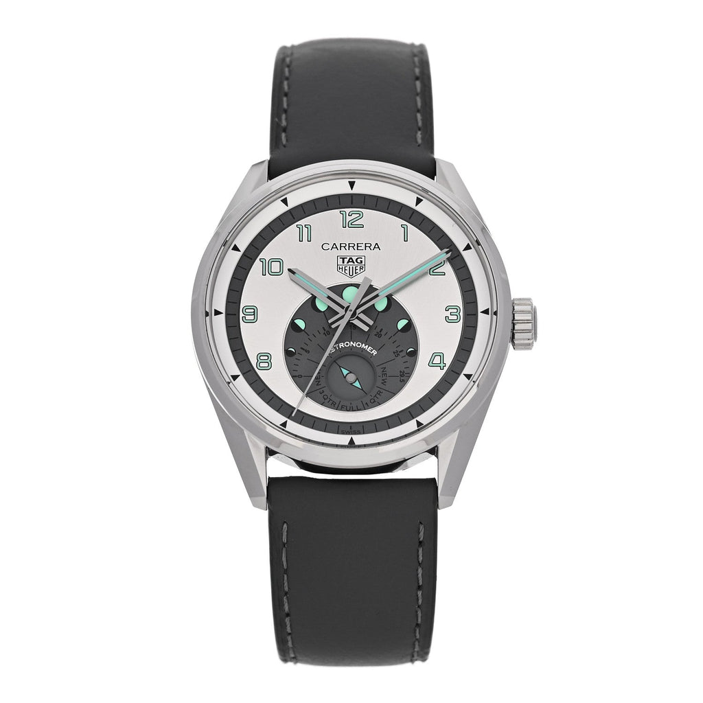 Stainless Steel Calfskin 39mm Carrera Astronomer Automatic Watch Silver WBX2112