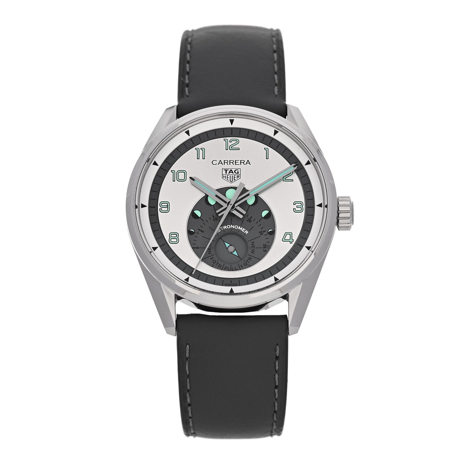 Stainless Steel Calfskin 39mm Carrera Astronomer Automatic Watch Silver WBX2112