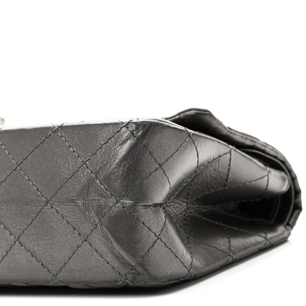 Metallic Aged Calfskin Quilted 2.55 Reissue 226 Flap Dark Grey