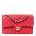 Caviar Quilted Small Double Flap Dark Pink