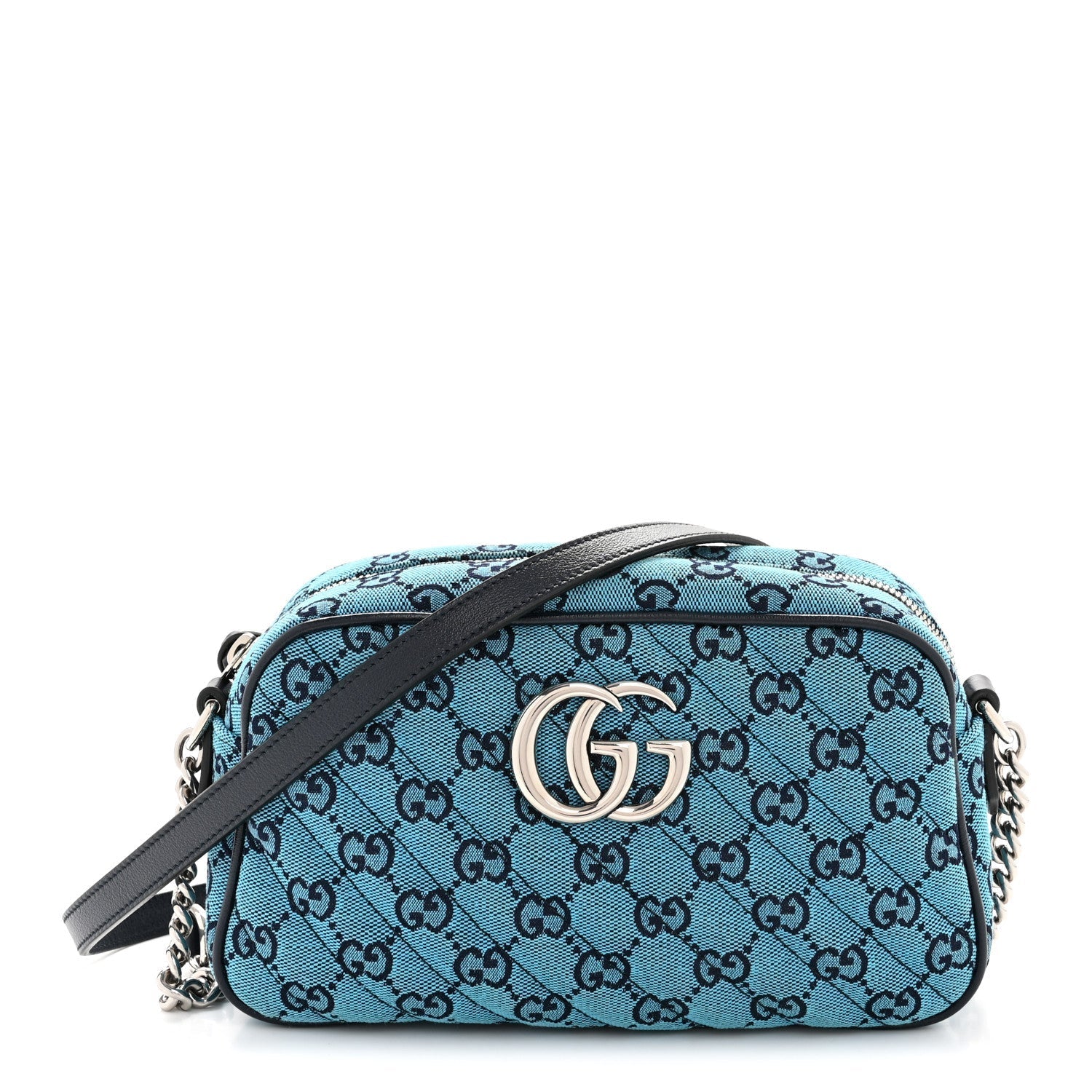 Monogram Multicolor Matelasse Diagonal Small GG Marmont Chain Shoulder Bag Light Blue