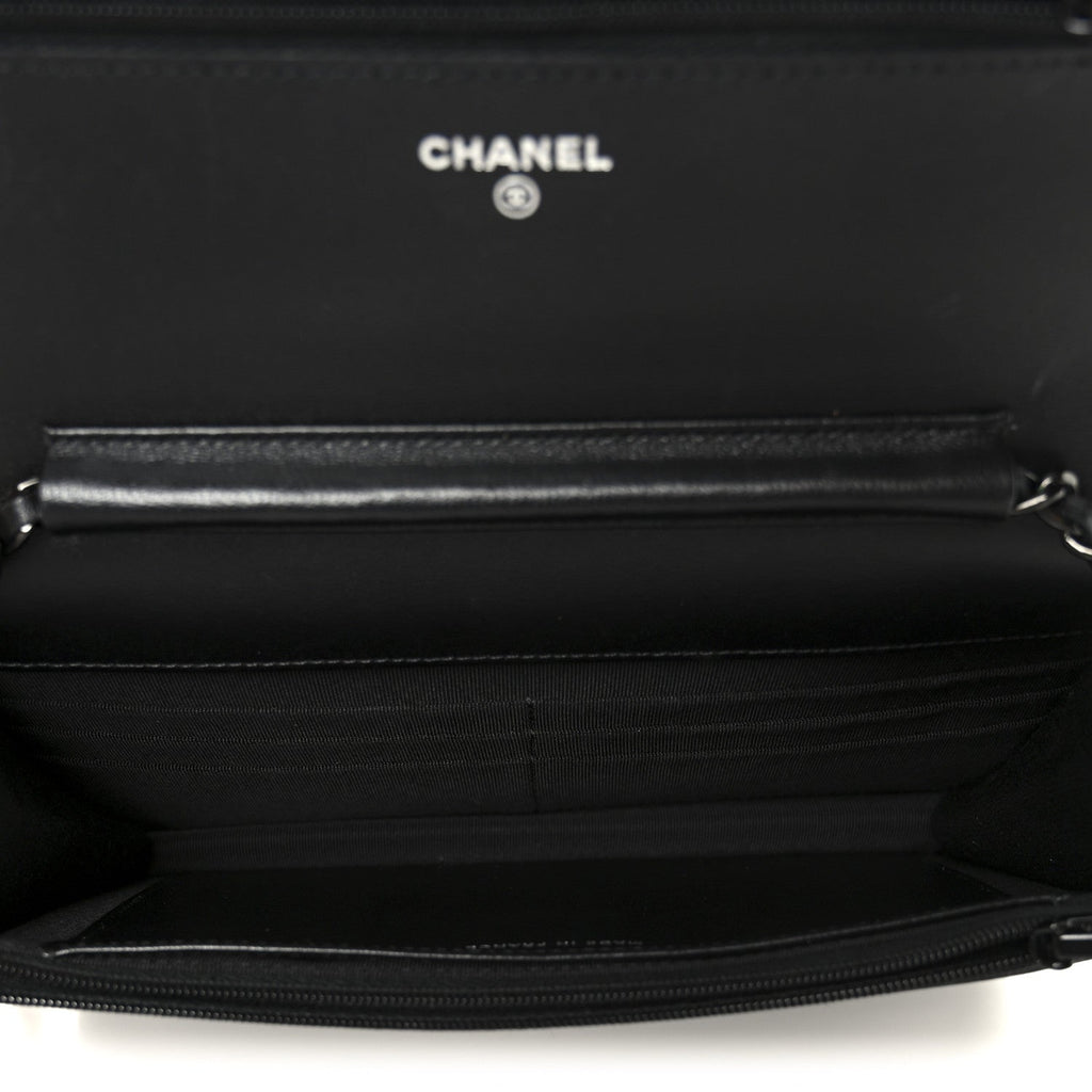 Lambskin Quilted Wallet On Chain WOC So Black