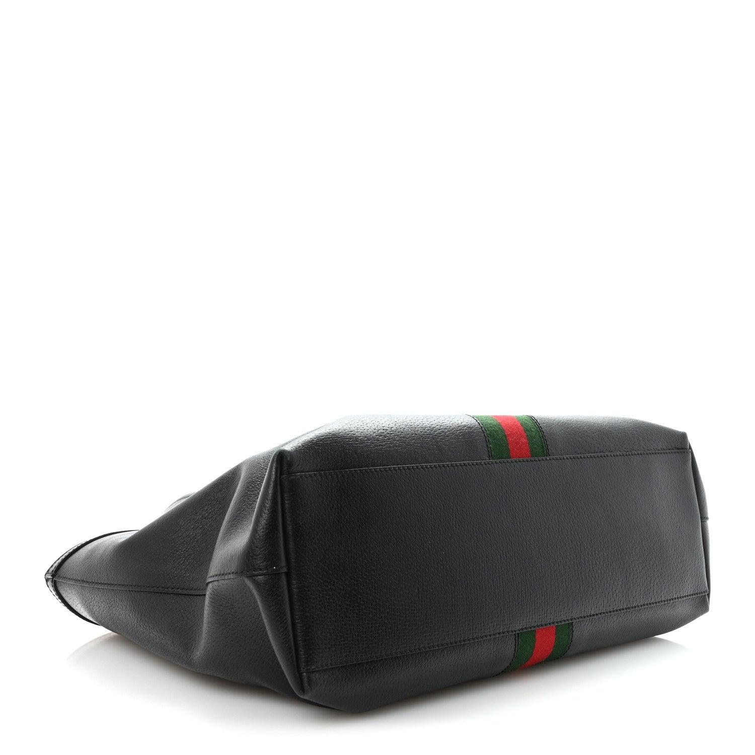 Textured Calfskin Web Medium Ophidia Shopping Tote Black