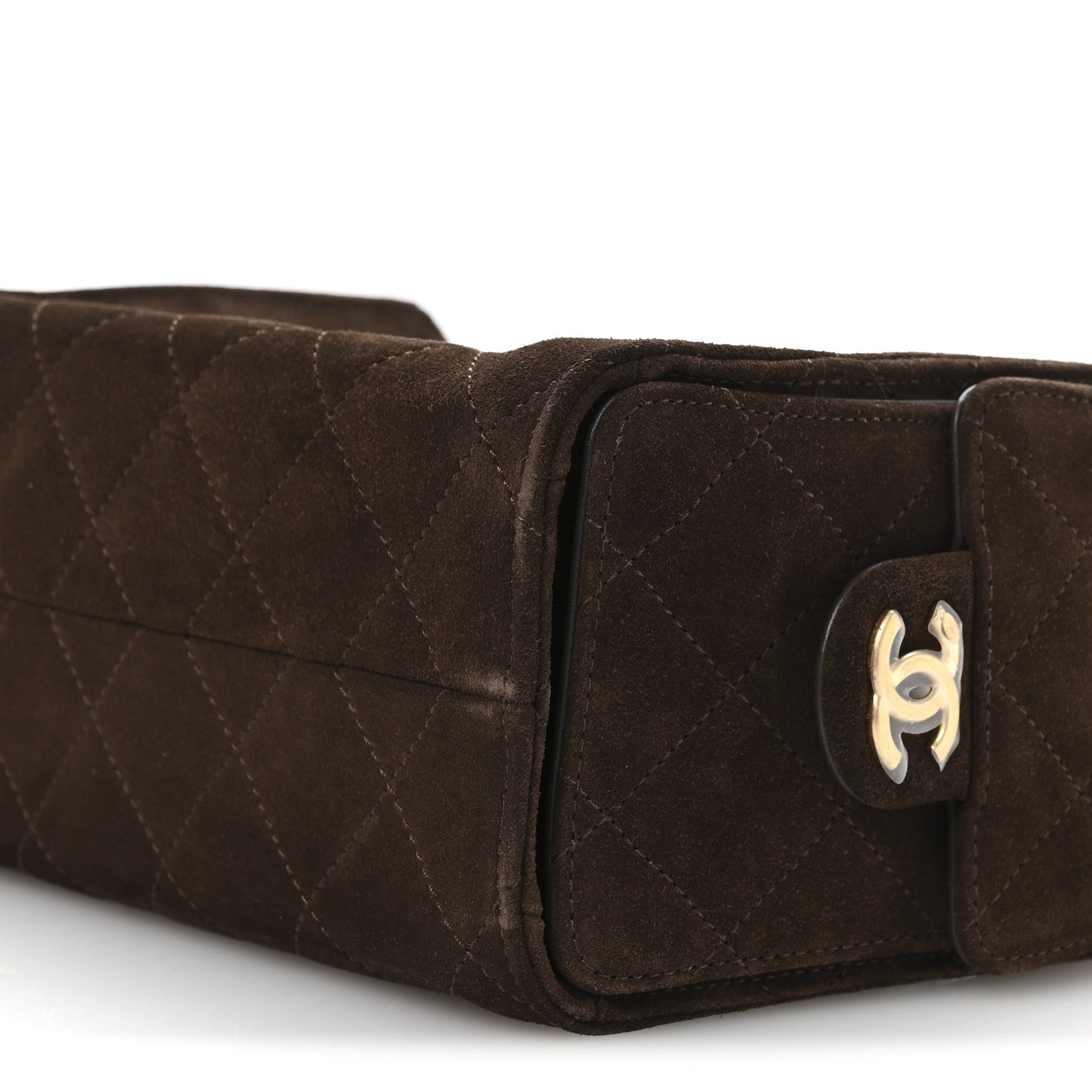 Suede Quilted Mini Chanel 25 Handbag Dark Brown