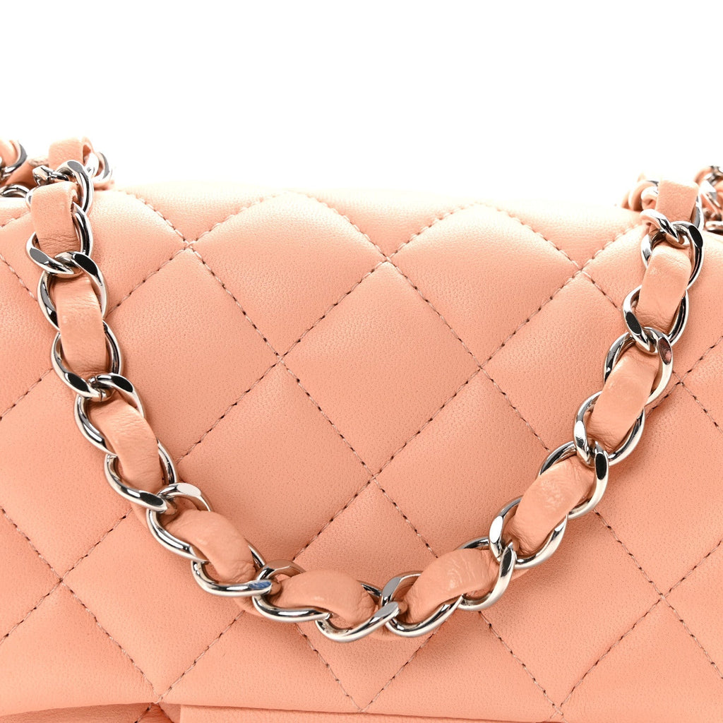 Lambskin Quilted Mini Square Flap Light Pink