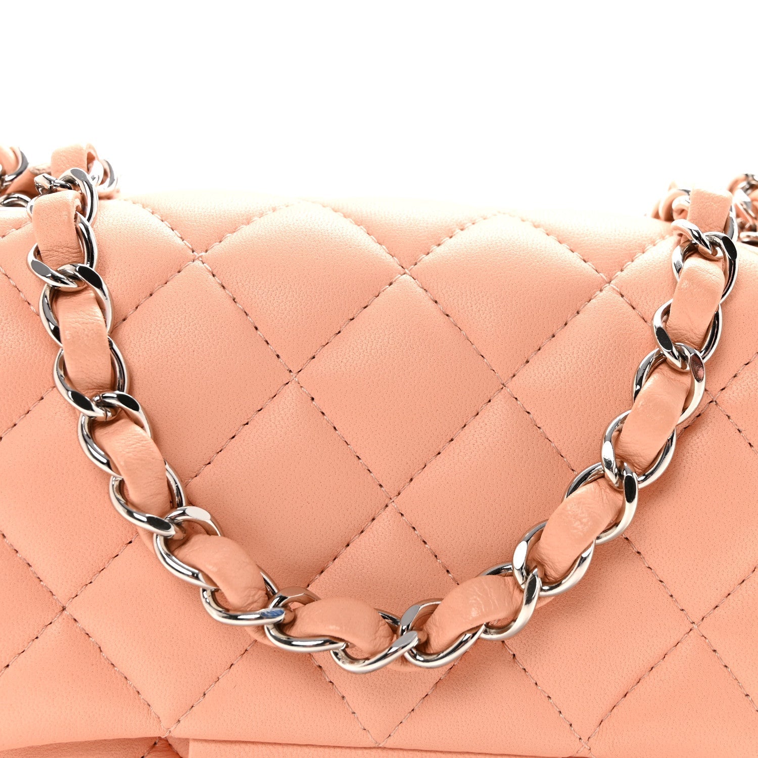 Lambskin Quilted Mini Square Flap Light Pink