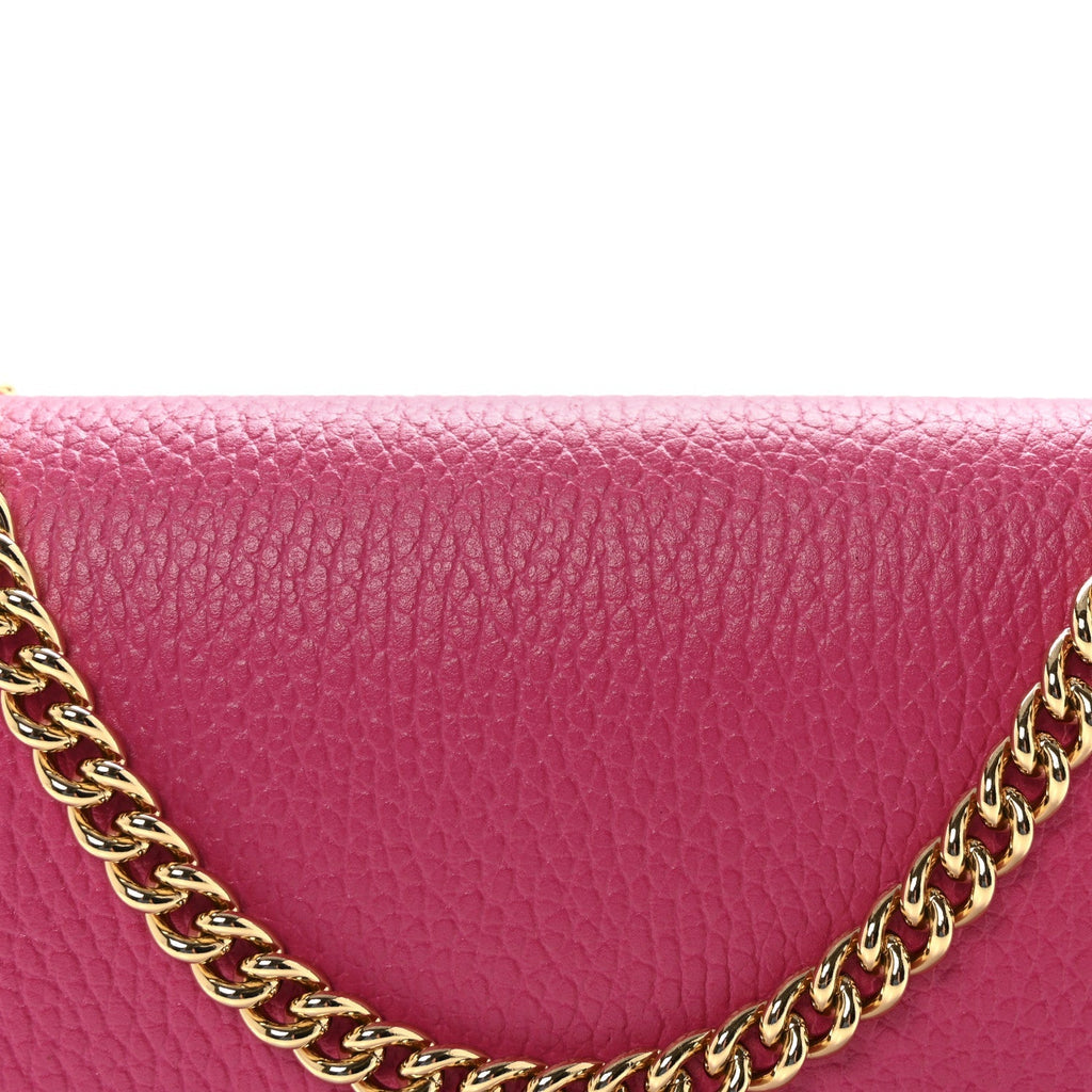 Dollar Calfskin Mini GG Marmont Chain Wallet Box Pink