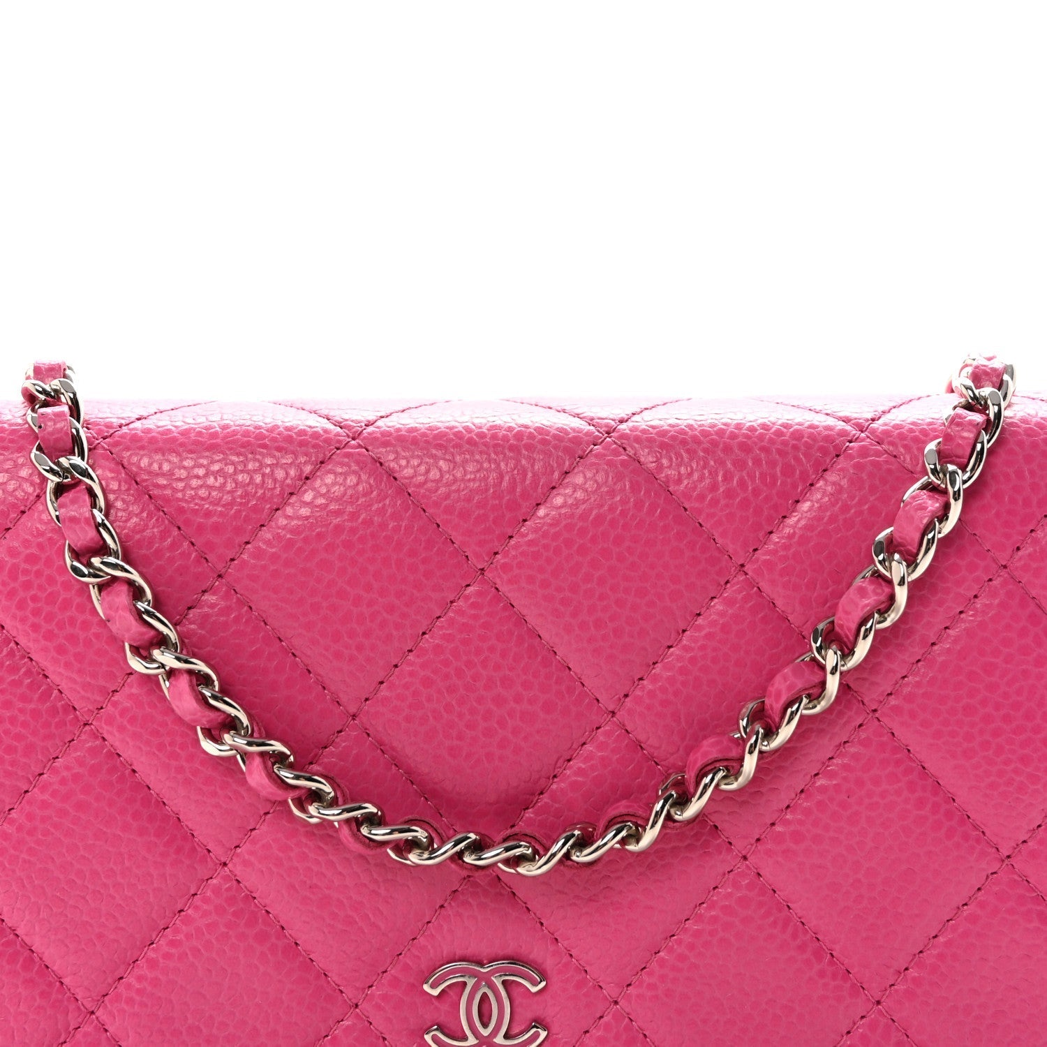 Caviar Quilted Wallet on Chain WOC Pink