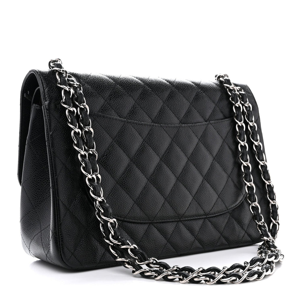 Caviar Quilted Jumbo Double Flap Black