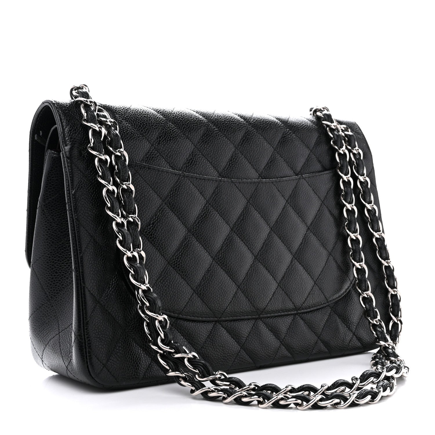Caviar Quilted Jumbo Double Flap Black