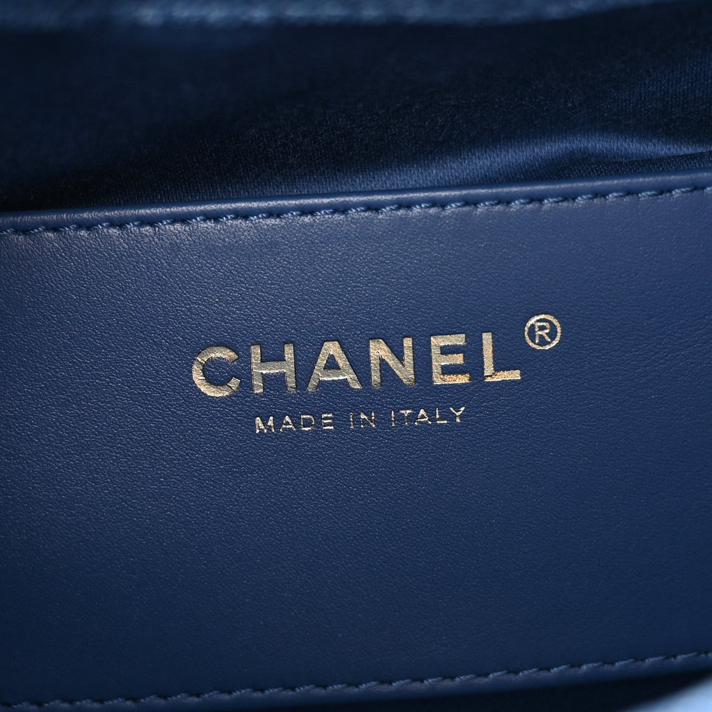 Washed Denim Quilted Mini Chanel 25 Handbag Blue